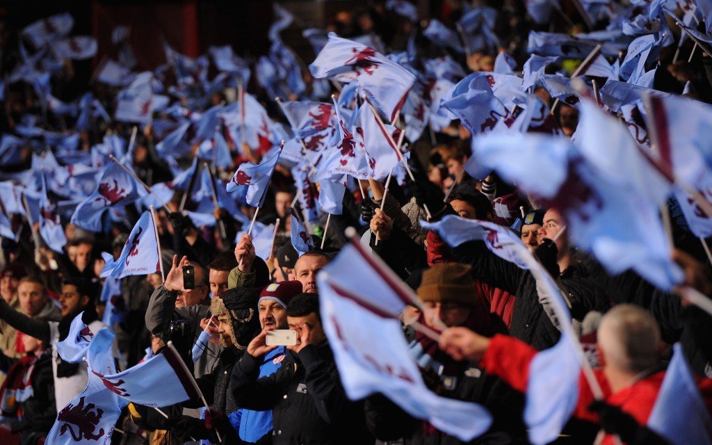 Aston Villa fans show their support prior to the Capital One Cup Semi-Final Second Leg between Aston Villa and Bradford City at Villa Park (Getty)